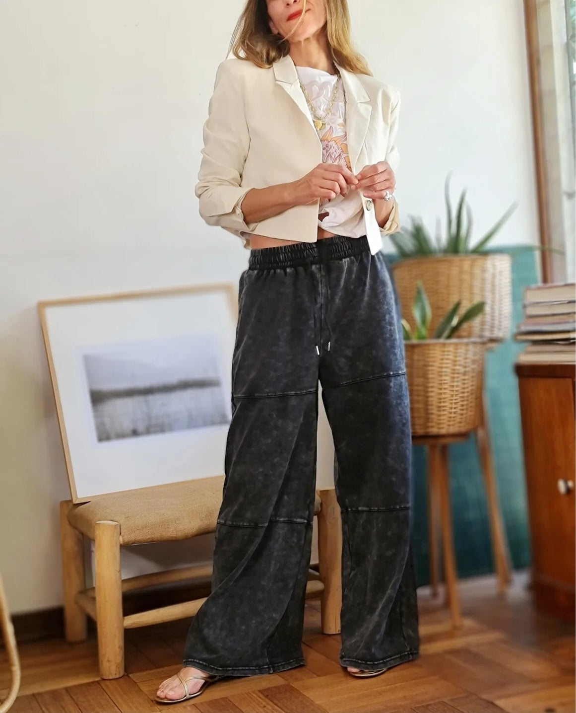 PANTALON ALGODON GRIS DESGASTADO -10% DE DCTO.