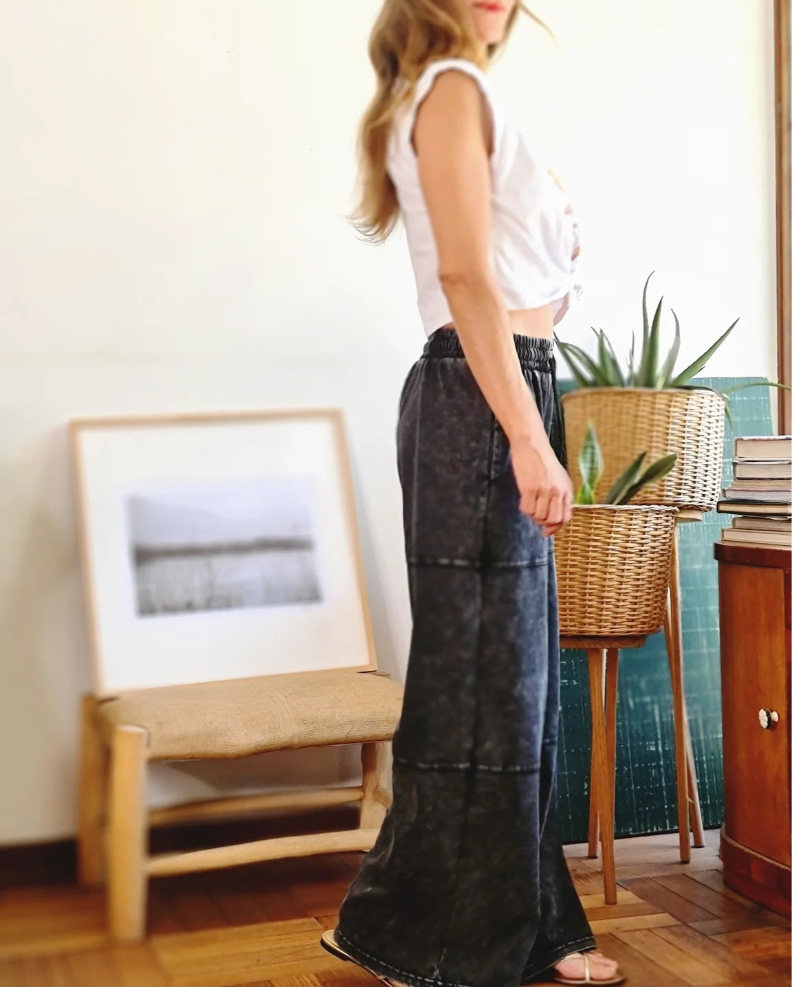 PANTALON ALGODON GRIS DESGASTADO -10% DE DCTO.