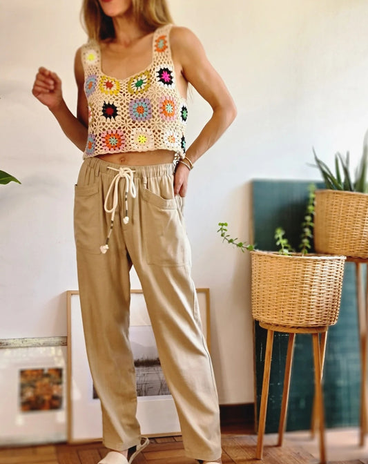 PANTALON FERNANDA BEIGE -25% DE DCTO.