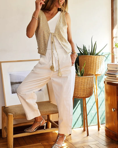 PANTALON PASTORA BLANCO -30% DE DCTO.