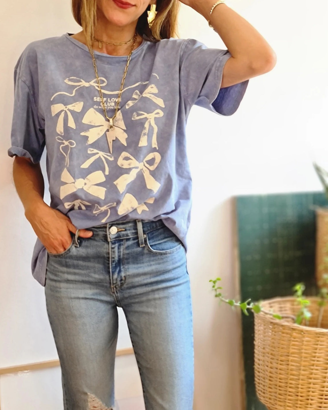 POLERA ALGODÓN DESGASTADA CELESTE