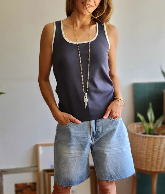 POLERA TEJIDA JUANA GRIS MARENGO -25% DE DCTO.