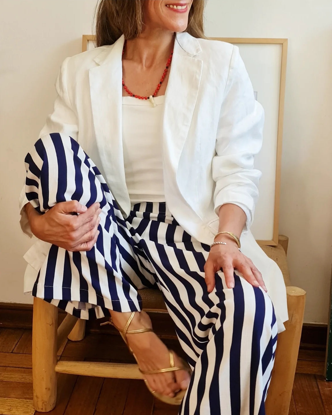 PANTALON LUPE AZUL/BLANCO -35% DE DCTO.