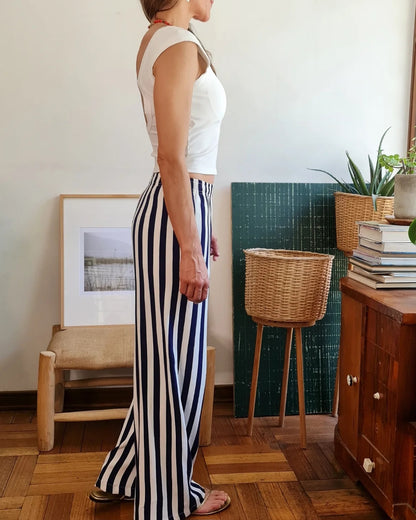 PANTALON LUPE AZUL/BLANCO -35% DE DCTO.
