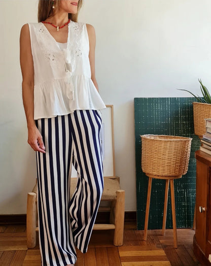 PANTALON LUPE AZUL/BLANCO -35% DE DCTO.