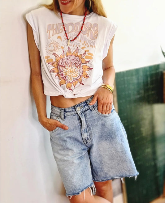 POLERA DOORS BLANCA -20% DE DCTO.