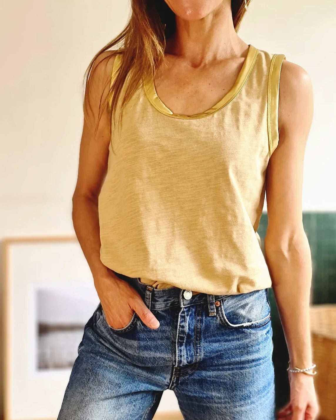 Polera Ramona Beige/Dorado. - Quemepongotienda