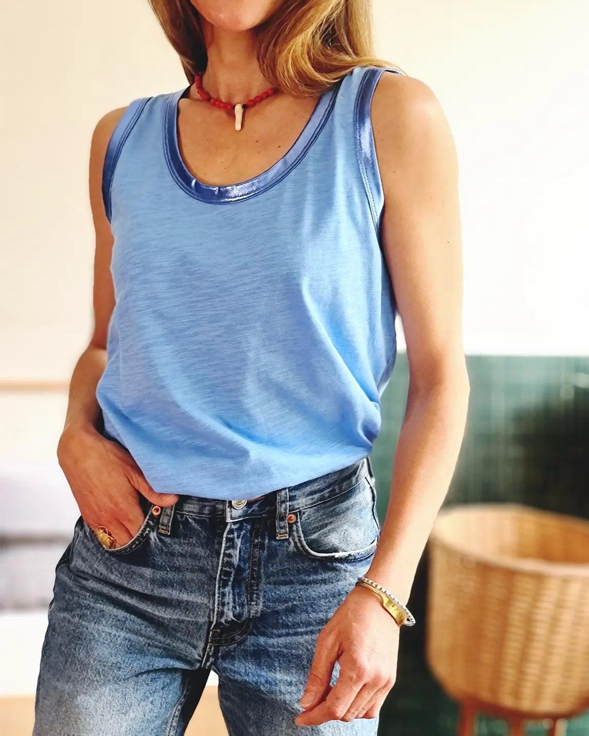 POLERA RAMONA CELESTE -40% DE DCTO. - Quemepongo