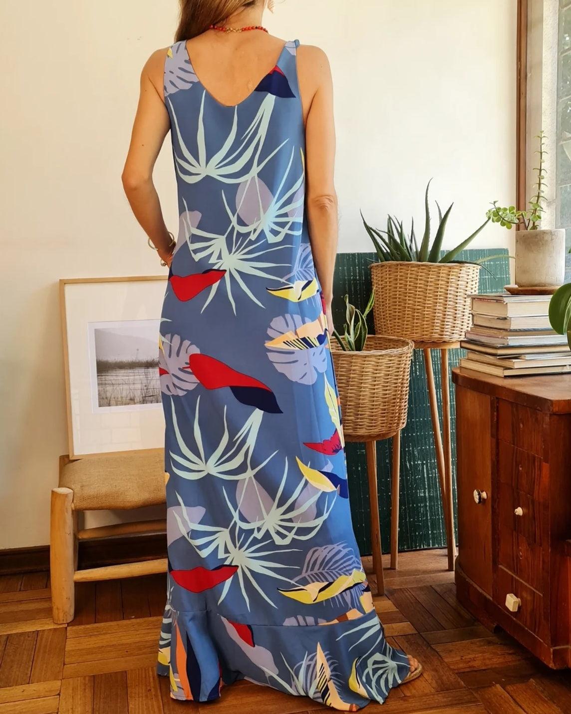 VESTIDO ROSARIO AZUL -60% DE DCTO. - Quemepongo