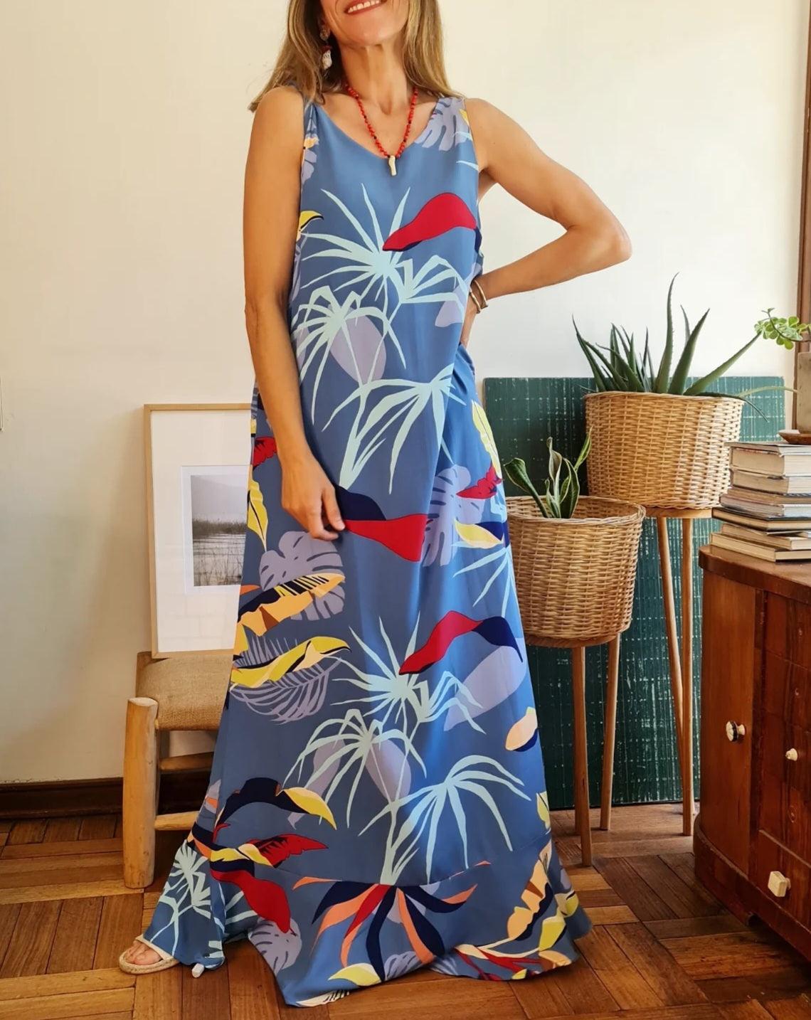 VESTIDO ROSARIO AZUL -60% DE DCTO. - Quemepongo