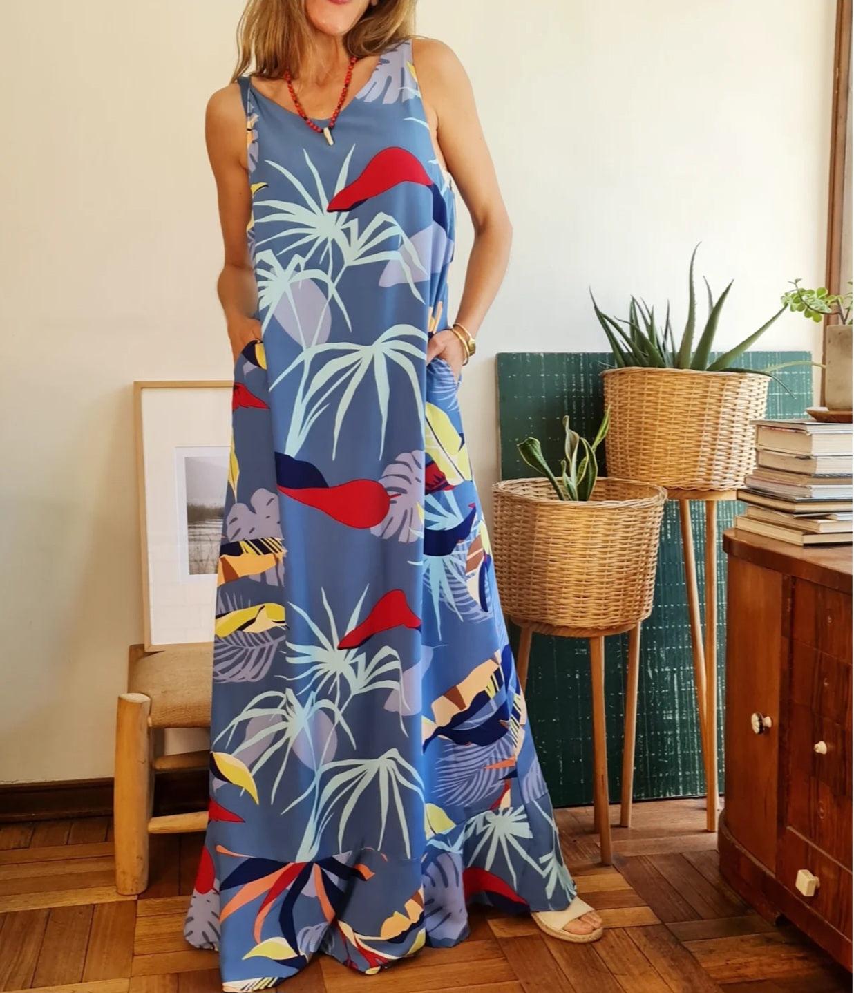 VESTIDO ROSARIO AZUL -60% DE DCTO. - Quemepongo