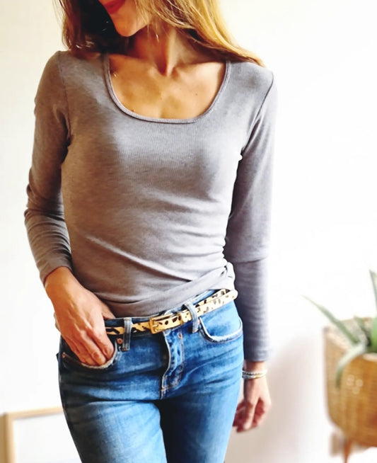 POLERA ALGODON TERMICA GRIS.
