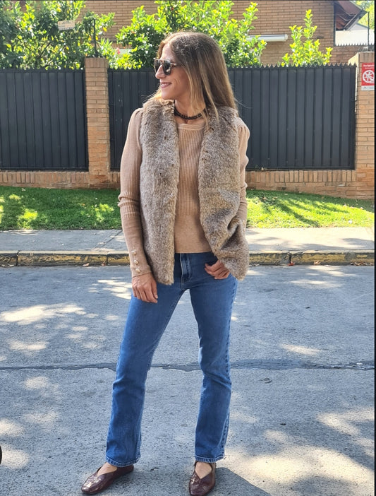 CHAQUETA PIEL CAFE -20% DCTO.