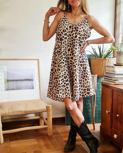 VESTIDO PRINT BEIGE -70% DE DCTO. - Quemepongo