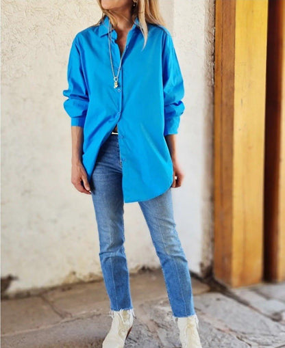 BLUSA CAYA CELESTE INTENSO -35 % DE DCTO. - Quemepongo