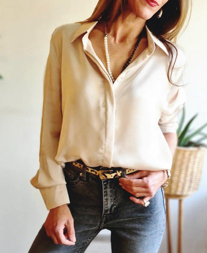 Blusa Satin Beige Dorada - Queme Pongo Tienda