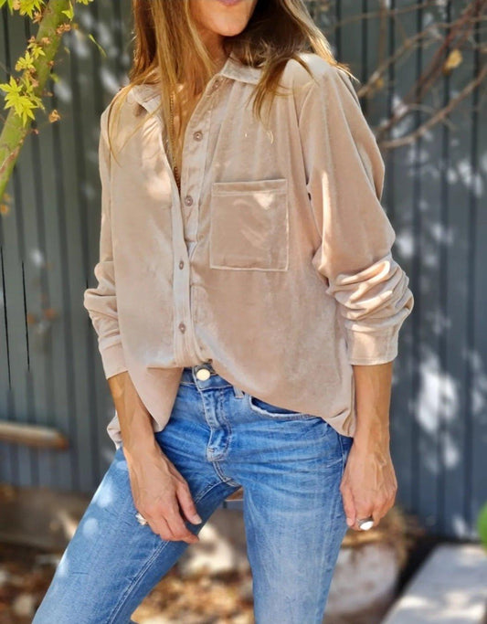 Blusa Terciopelo Beige - Queme Pongo Tienda