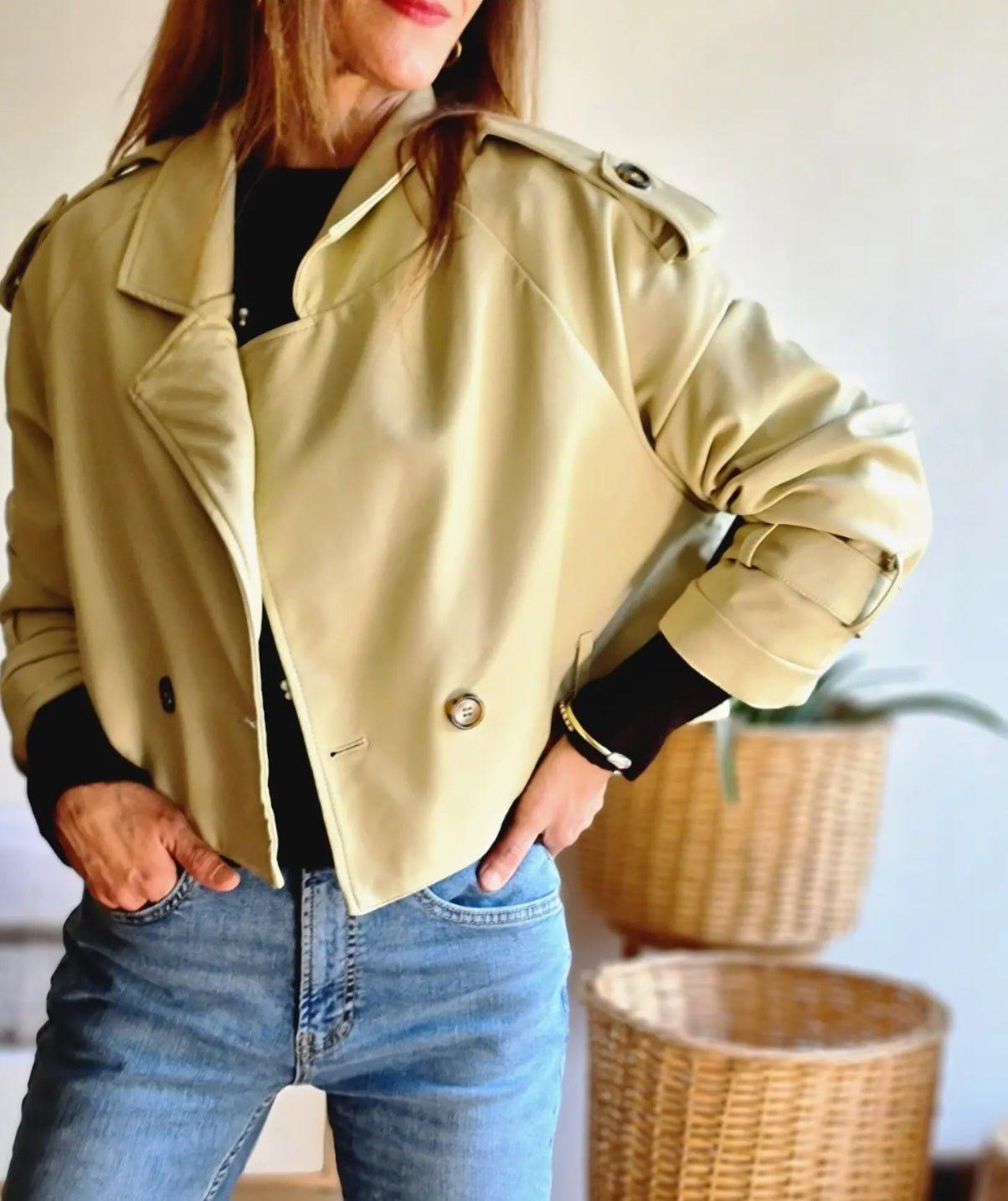 Chaqueta Crop Eco Cuero Crema - Queme Pongo Tienda