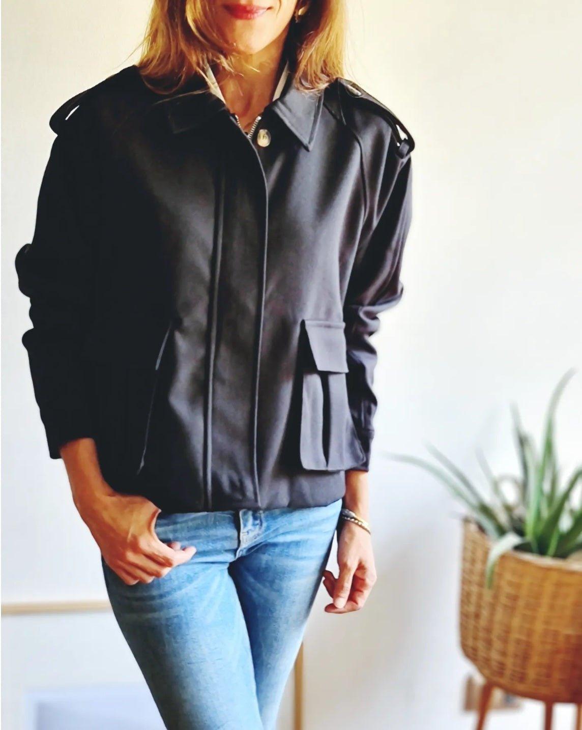 Chaqueta Crop Tea Negra - Queme Pongo Tienda