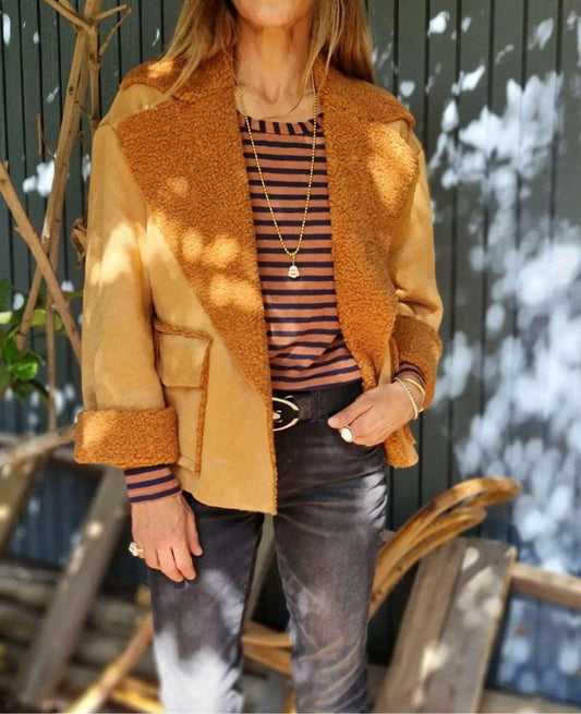 Chaqueta Gamuza Chiporro Camel 15% de Dto - Queme Pongo Tienda
