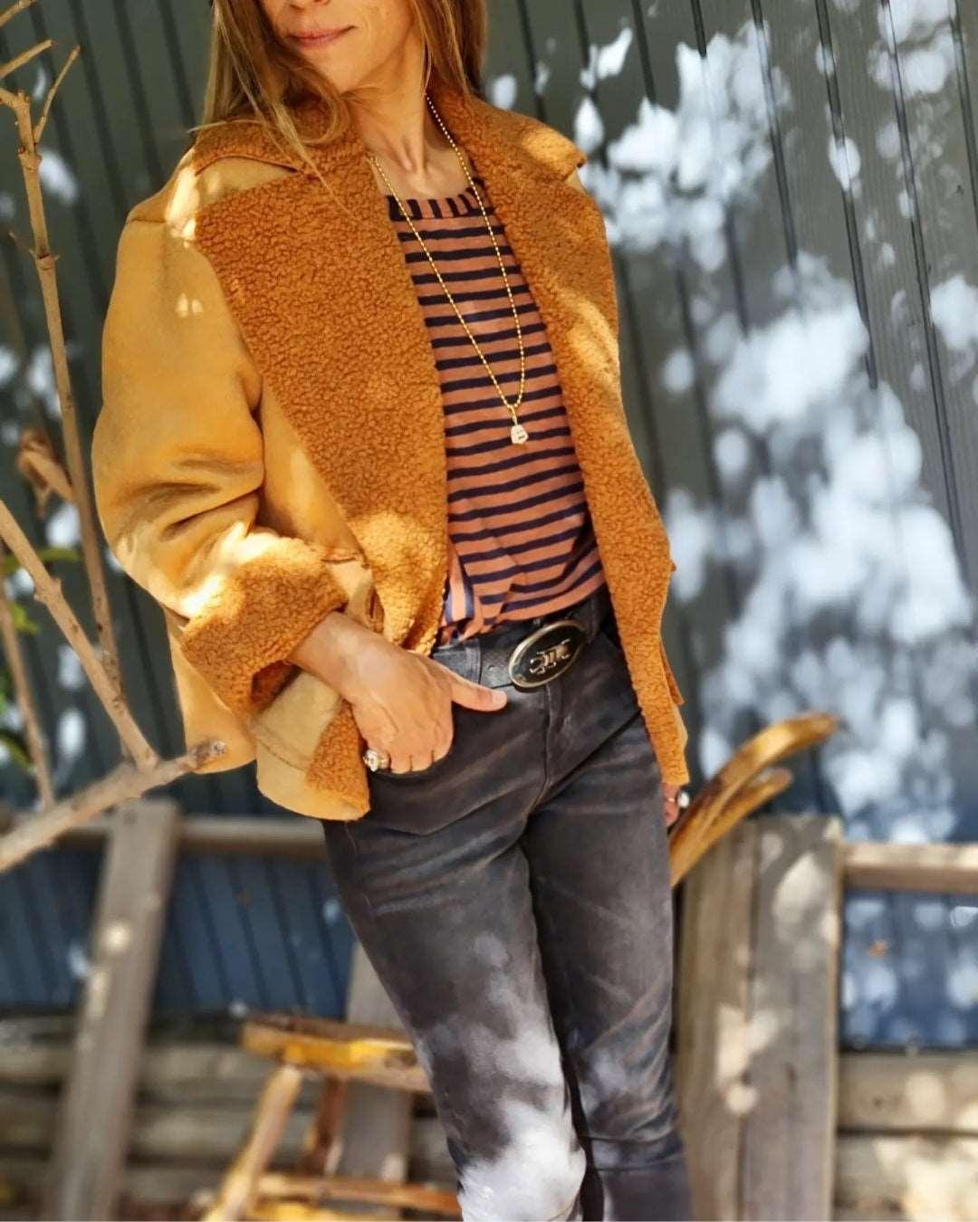 Chaqueta Gamuza Chiporro Camel 15% de Dto - Queme Pongo Tienda