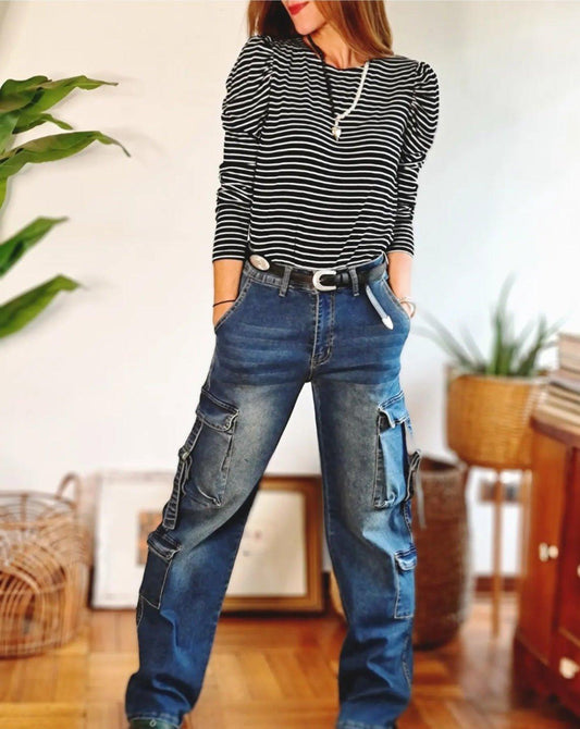 JEANS CARGO AZUL -20% DE DCTO. - Quemepongo