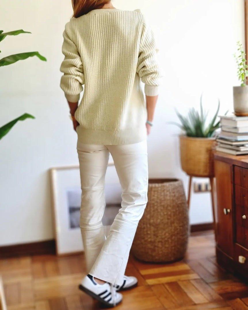 Pantalon Costuras Crema - Queme Pongo Tienda