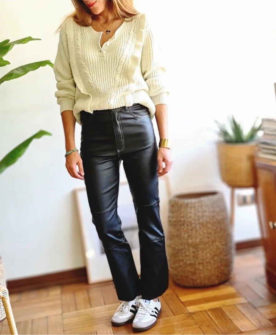 PANTALON COSTURAS NEGRO -10% DE DCTO. - Quemepongo