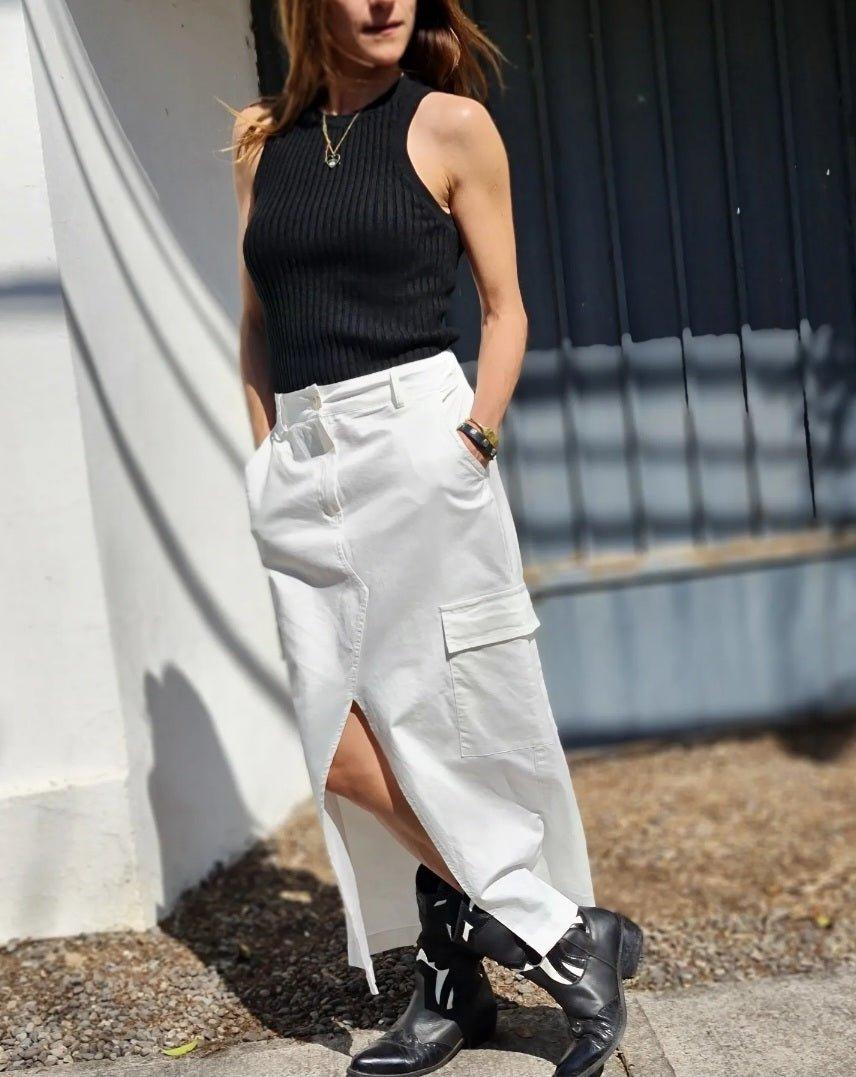 Pollera Cargo Blanca 25% de Dto - Queme Pongo Tienda