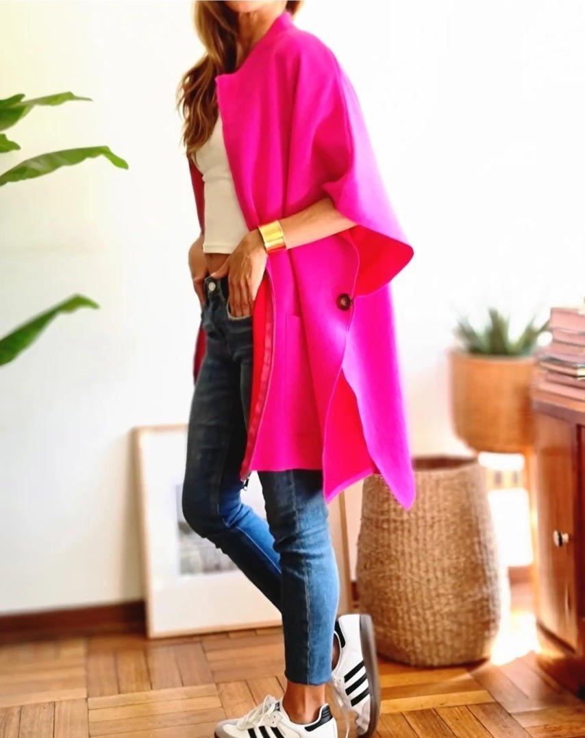 Poncho Clarisa Fucsia/Rojo 15% de Dto - Queme Pongo Tienda