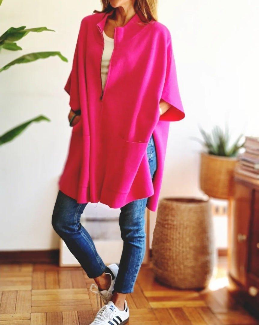Poncho Clarisa Fucsia/Rojo 15% de Dto - Queme Pongo Tienda