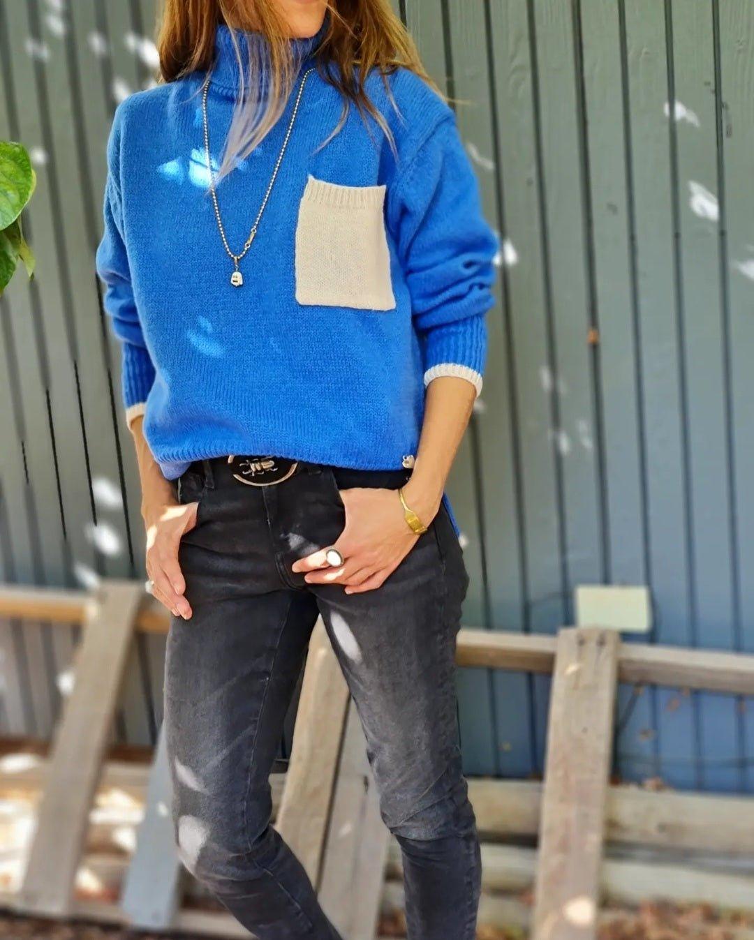 Sweater Castaña Azul Claro Intenso 35% de Dto - Queme Pongo Tienda