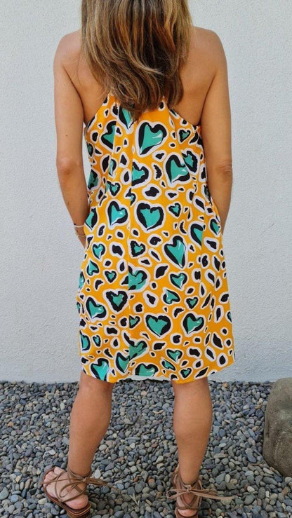 VESTIDO CORAZONES AMARILLO -60% DE DCTO. - Quemepongo